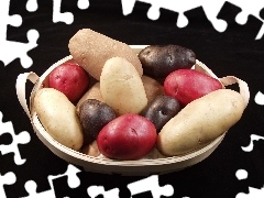 Different colored, Potatoes
