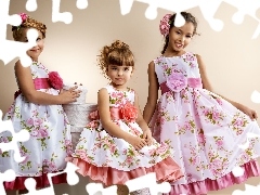 dresses, Three, girls