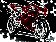 Red, graphics, Ducati 1198, motor-bike