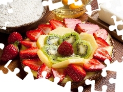 kiwi, strawberries, eggs, lard, flour, Banana