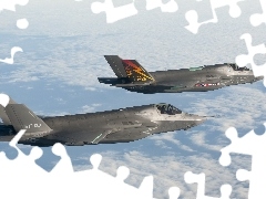 Sky, Two cars, F-35 fighters
