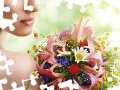 flowers, Women, bouquet