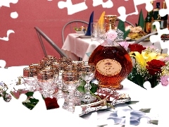 cognac, glasses, Flowers, armenian