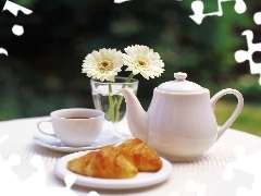 cup, jug, Flowers, tea