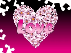 text, Heart, Flowers, LOVE