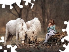 trunk, forest, girl, ponies, Kid