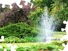Garden, Pozna?, fountain, botanical