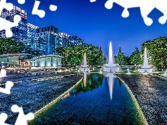 fountain, Wadakura, Night, Tokio, Town