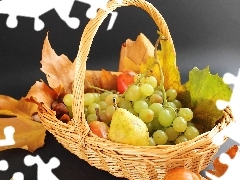 Fruits, basket, Leaf