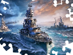 World Of Warships, ships, game, sea