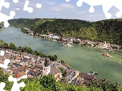 Germany, River, town, rhineland palatinate, panorama