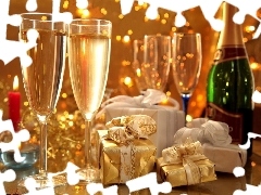 gifts, Champagne, glasses