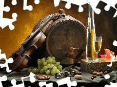 Grapes, barrel, Wine