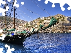sailing vessel, Island, Greece, sea