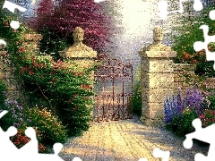 Garden, Fance, green, Gate