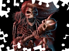 Guitar, skeleton, Skull