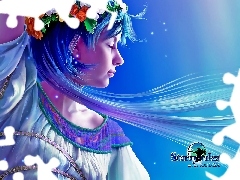 Hair, wreath, Kagaya, girl, graphics