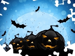 halloween, pumpkin, bats