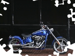 blue, Harley Davidson Softail Rocker C
