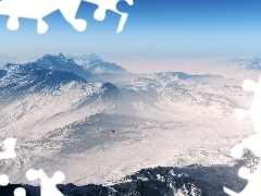 Helicopter, winter, Mountains