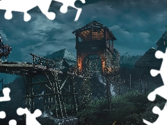 Wooden, The Witcher 3 Wild Hunt, Geralt of Rivia, Horse, tower, bridge