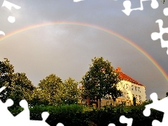 Great Rainbows, viewes, house, trees