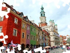 Pozna?, Poland, houses, town hall, color