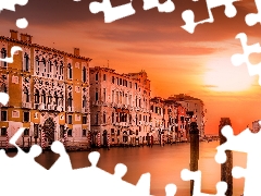 Houses, Sunrise, Venice, Canal Grande, Italy