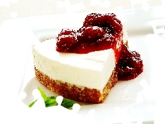 cheesecake, cold, jam, an