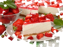 jelly, cheesecake, strawberries