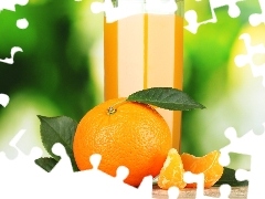 juice, orange, leaves