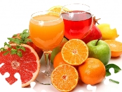 Juices, Fruits, glasses