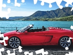 lake, Mountains, Spyder, Way, Audi