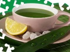 cup, tea, Lemon, green