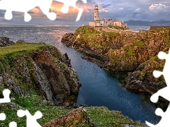 rocks, clouds, Ireland, Great Sunsets, County Donegal, Fanad Head Lighthouse, Lighthouses, Portsalon