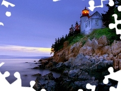 Lighthouse, sea, rocks