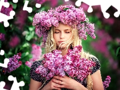 lilac, Women, Flowers