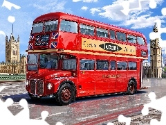 bus, Big Ben, London, bridge