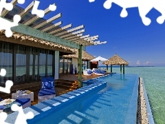 Hotel hall, sea, Maldives, Pool