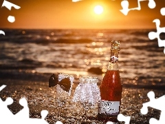 sun, sea, marriage, glasses, Champagne, west