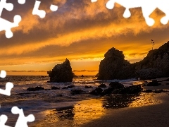 Beaches, sea, El Matador, California, Great Sunsets, rocks