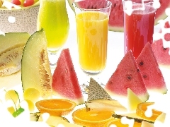 cocktails, watermelon, melon, fruit