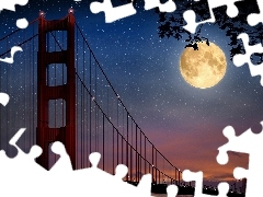moon, bridge, Night