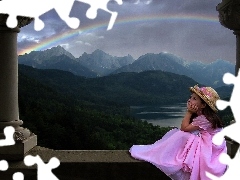 Great Rainbows, girl, Mountains