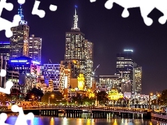 Australia, Town, Night, Melbourne