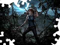 Night, moon, Shadow of the Tomb Raider, Lara Croft, game