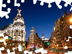 Madrid, Town, Night, Spain