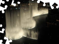 Night, Fountains, Town