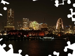night, Town, Yokohama