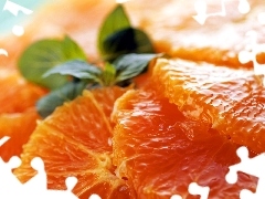 orange, fleshy, particles